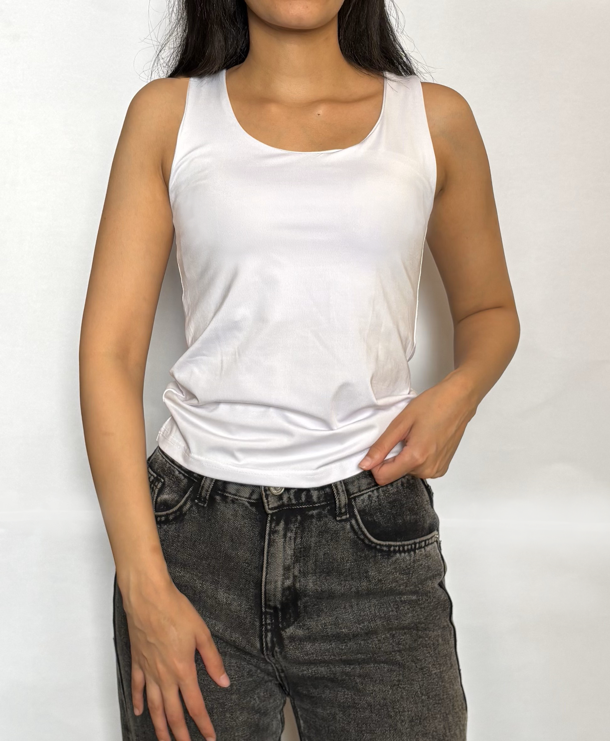 white tank top